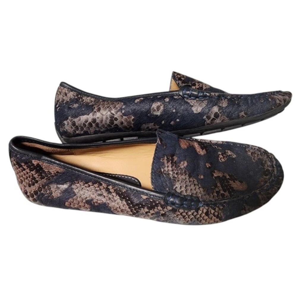 Vaneli Albion Calf Hair Leather Loafers Size 7M Snakeskin Pattern